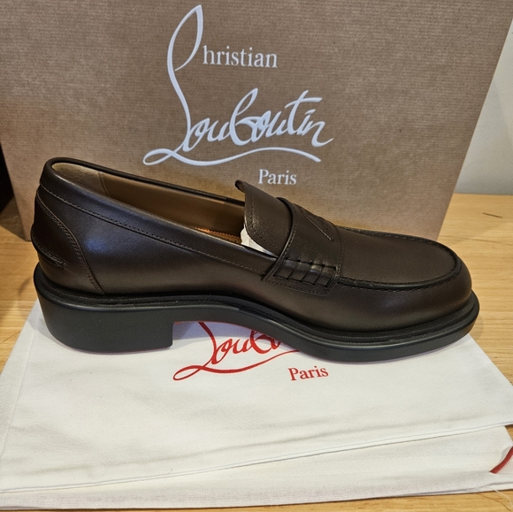 Men's Christian louboutin Urbino moc leather logo loafer size 42/9 US Ital - Picture 6 of 7
